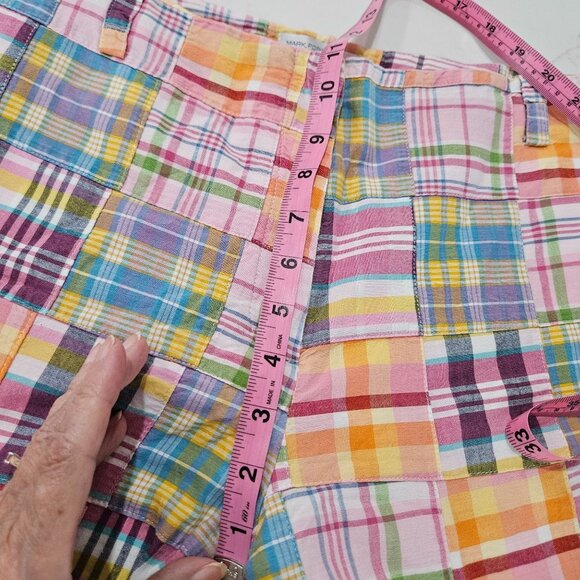 Mark Fore & Strike Capri Pants Size 12 Madras Vintage Patchwork Plaid Cotton - Picture 11 of 11